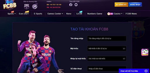 Hướng dẫn tạo tài khoản cá cược tại FCB8 chi tiết